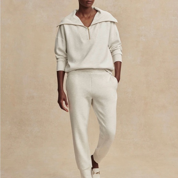 Varley Pants - Varley Ivory Marl Double Soft Slim Cuff Pants  27.5 Length